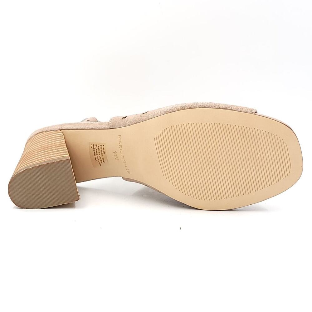Marc Fisher Women Block Heel Slingback Sandals Berdie Size US 10M Taupe Suede - Picture 4 of 6